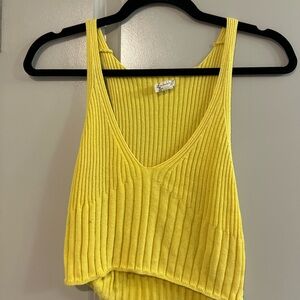 Free People Bright Yellow Ribbed Tank
